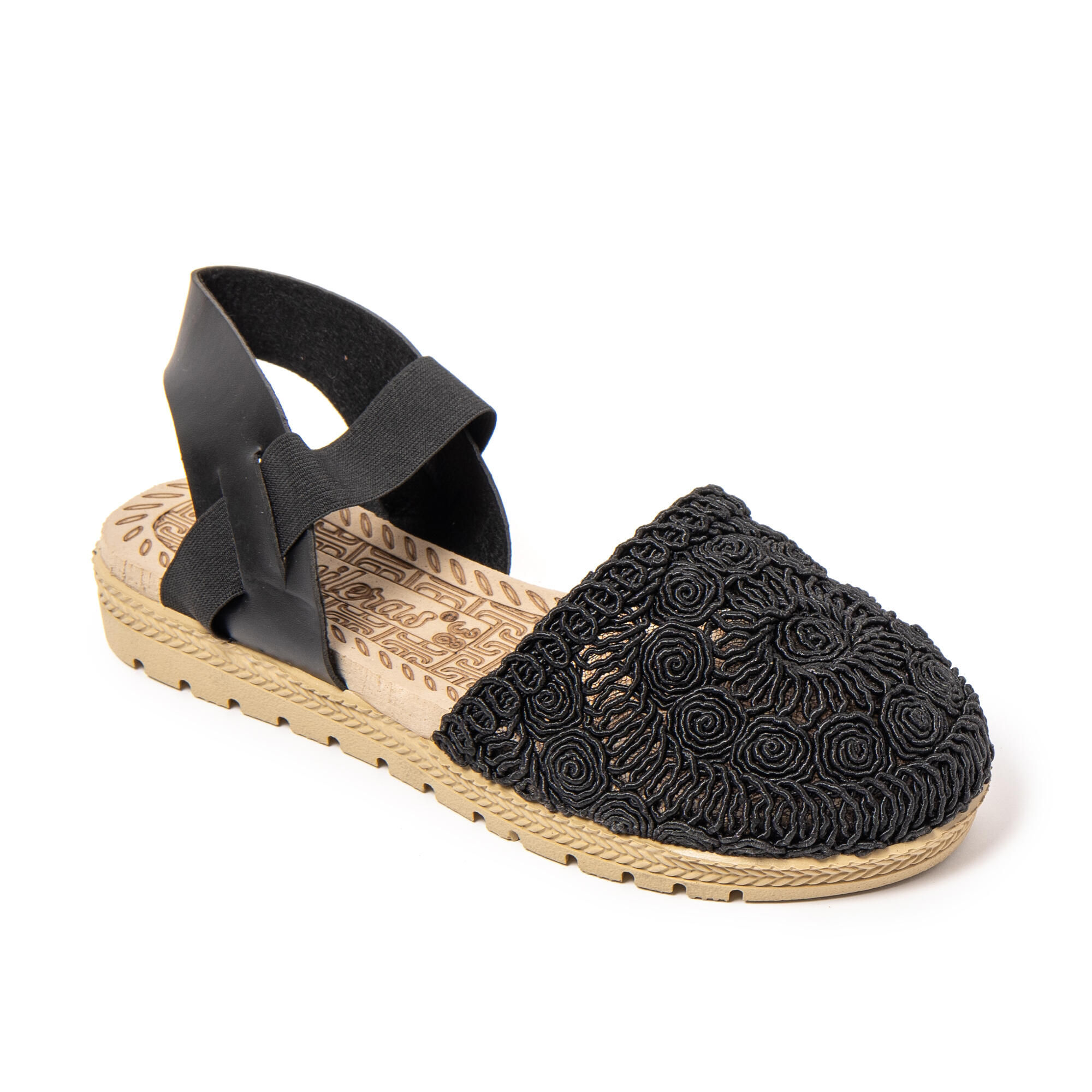 Sandales de plage femme BRASILERAS noires avec semelle gomme 2/7