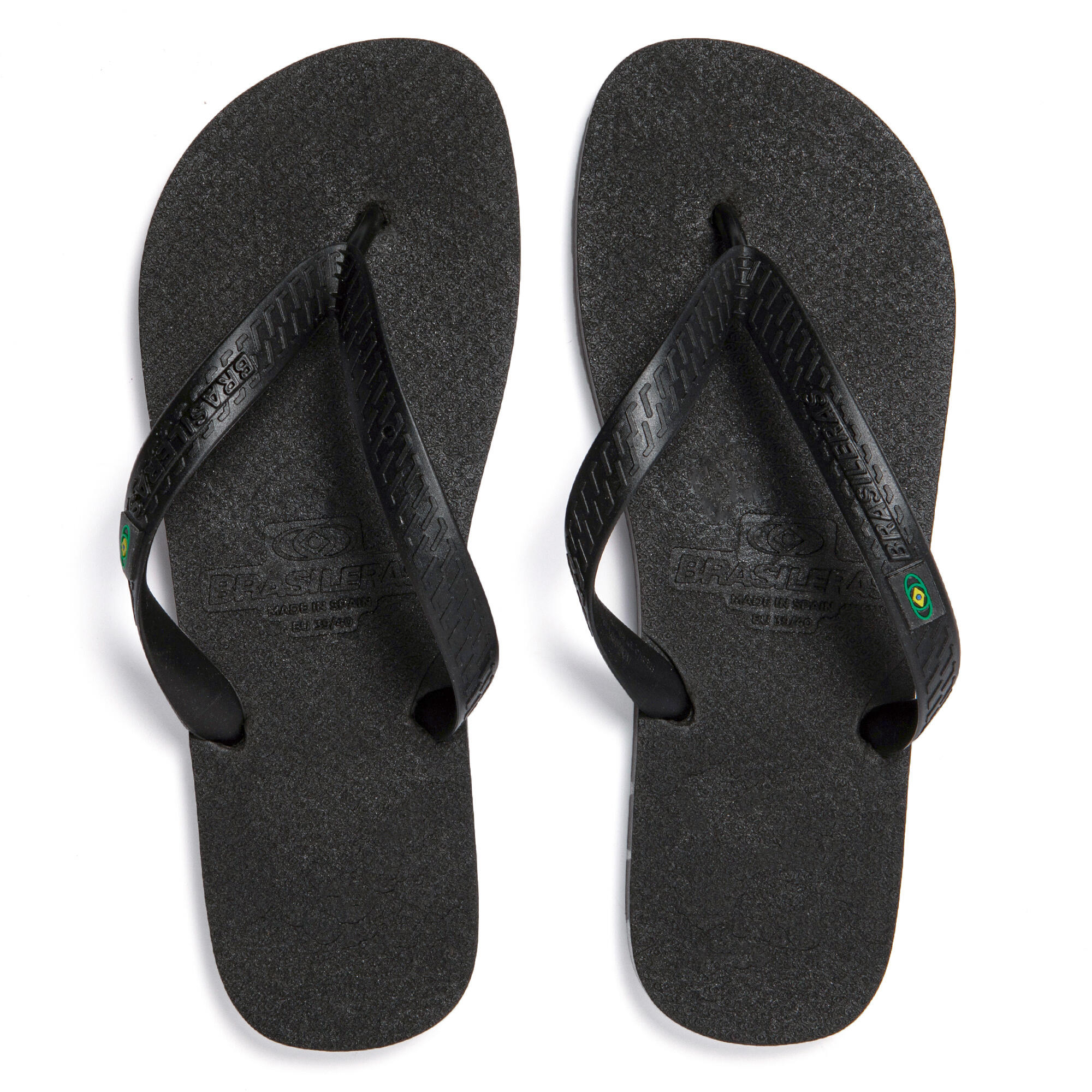Chanclas playa hombre BRASILERAS Negro suela goma reciclada 6/7