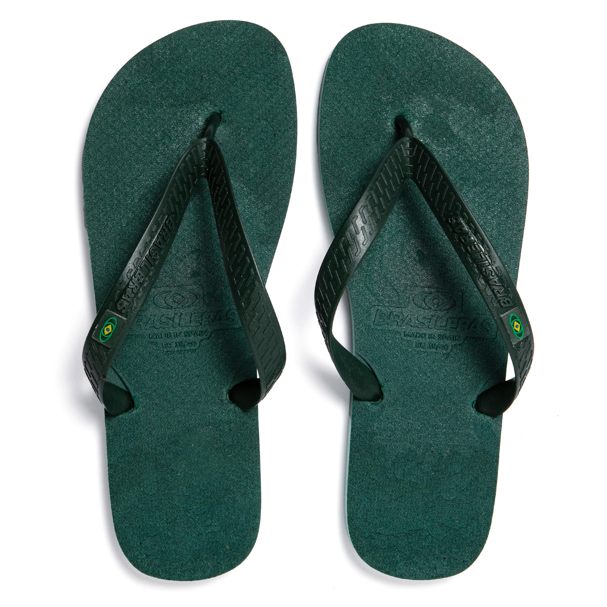 Chanclas playa hombre BRASILERAS Verde suela goma reciclada 6/7