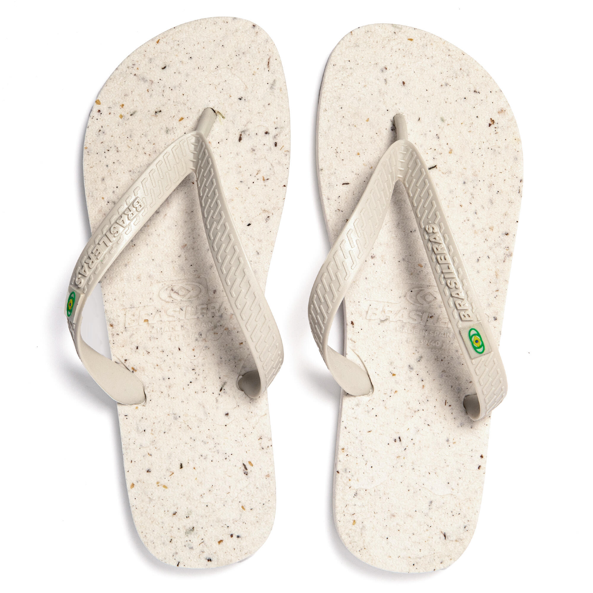 Chanclas playa hombre BRASILERAS Blanco suela goma reciclada 6/7