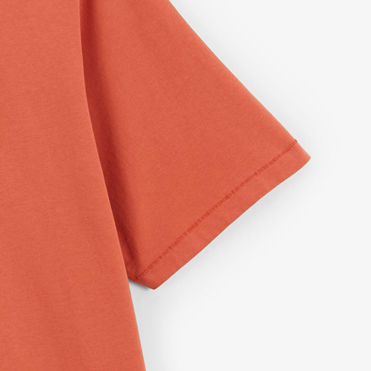 T-shirt girocollo in jersey di cotone stampato sul retro color arancione ruggine 5/6
