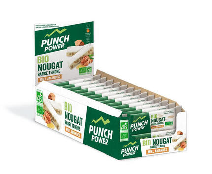 Punch Power Bionougat - Barre énergétique - Miel Amandes - Boite de 24 barres