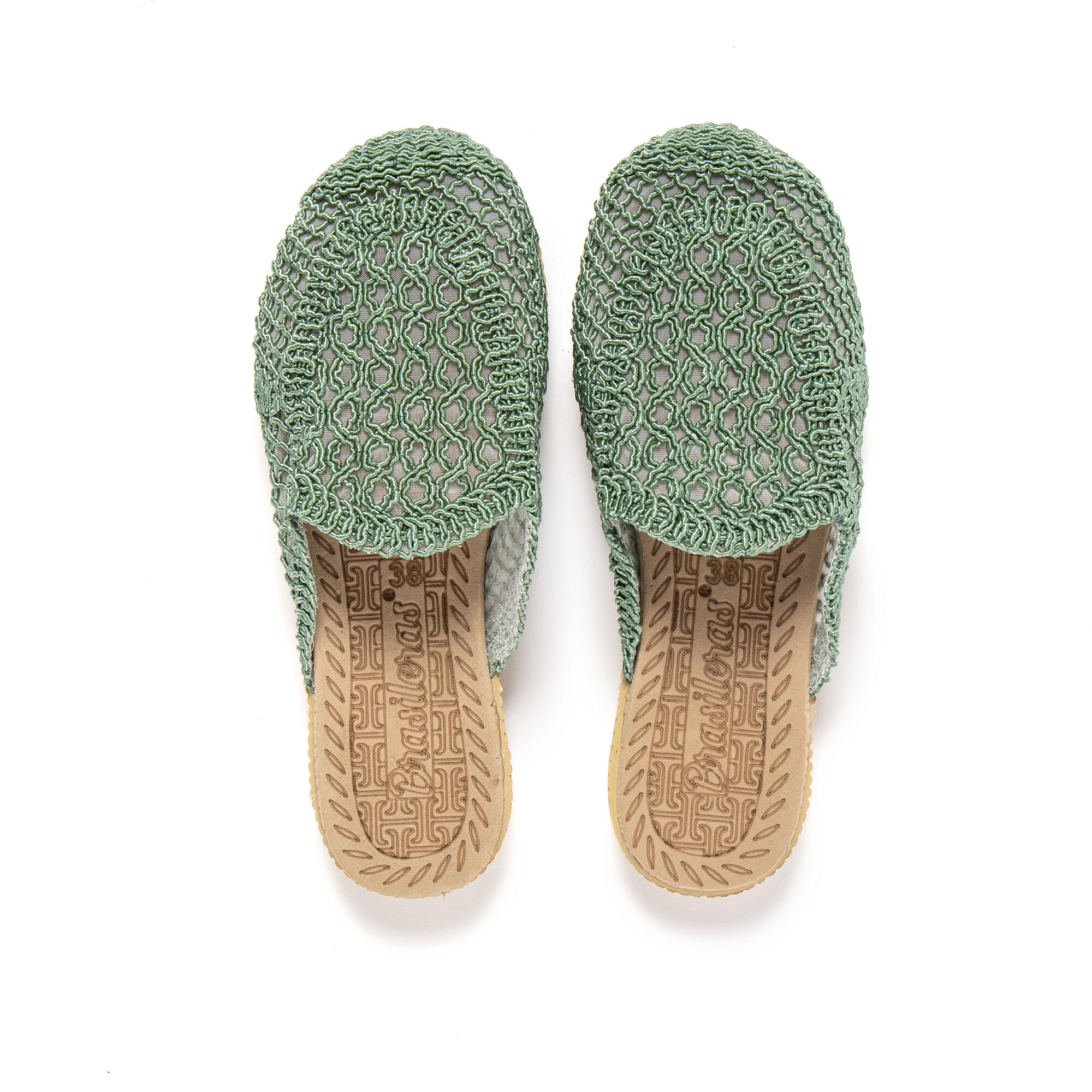 Sandales de plage femme BRASILERAS vertes avec semelle gomme 6/7