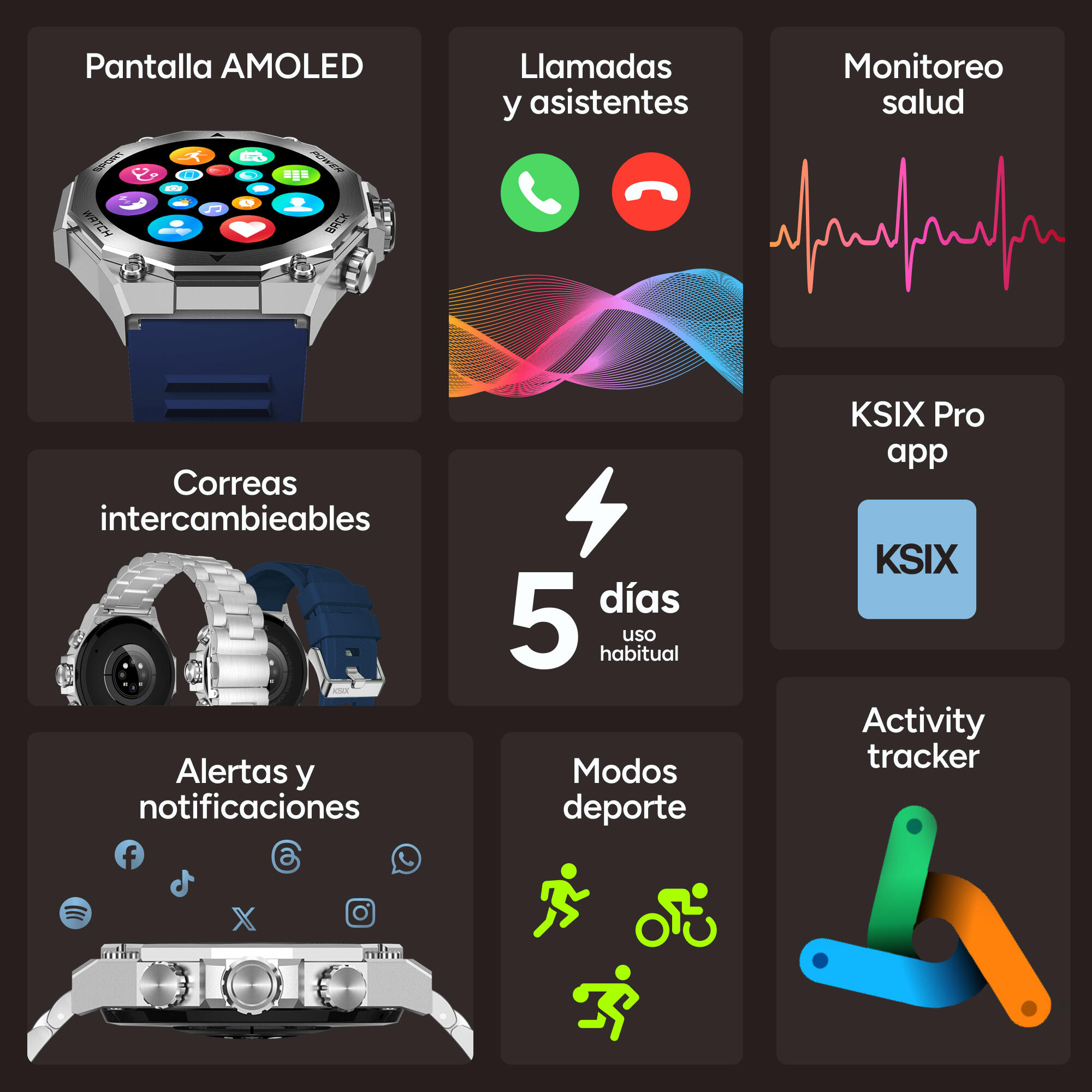 Zegarek Ksix Smartwatch Titanowy Czarny 2/7