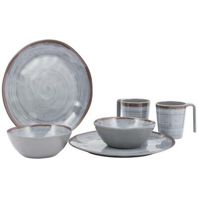 Bo-camp - servies - halo - 6-delig - melamine - grijs