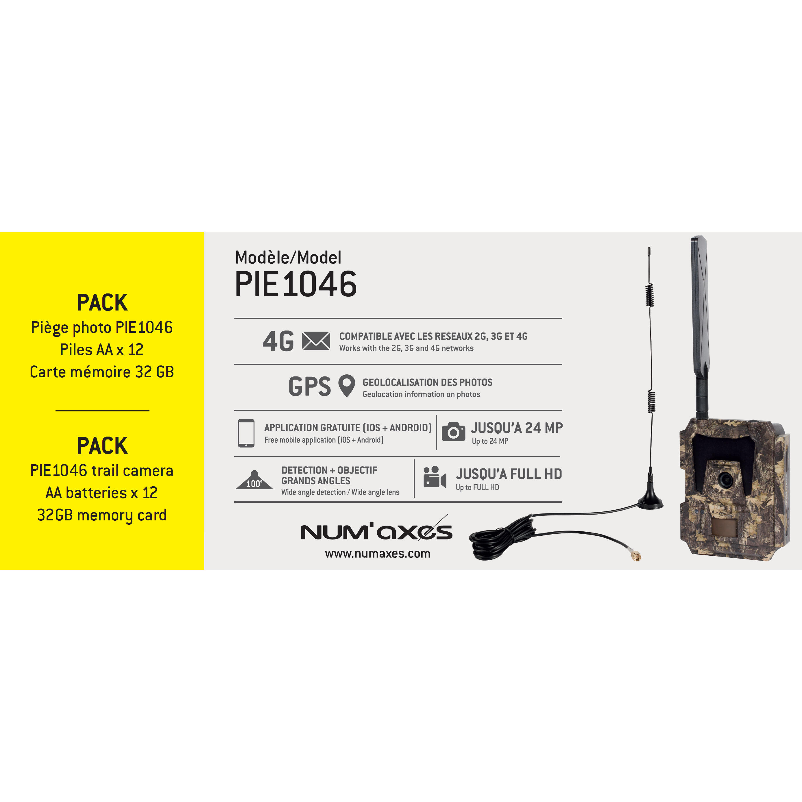 Piège photographique + 12 piles AA + 1 carte mémoire 32 GB Num'axes 2/4