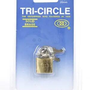 Rematiptop Tri-Circle 20 mm Brass Padlock with 3 Keys