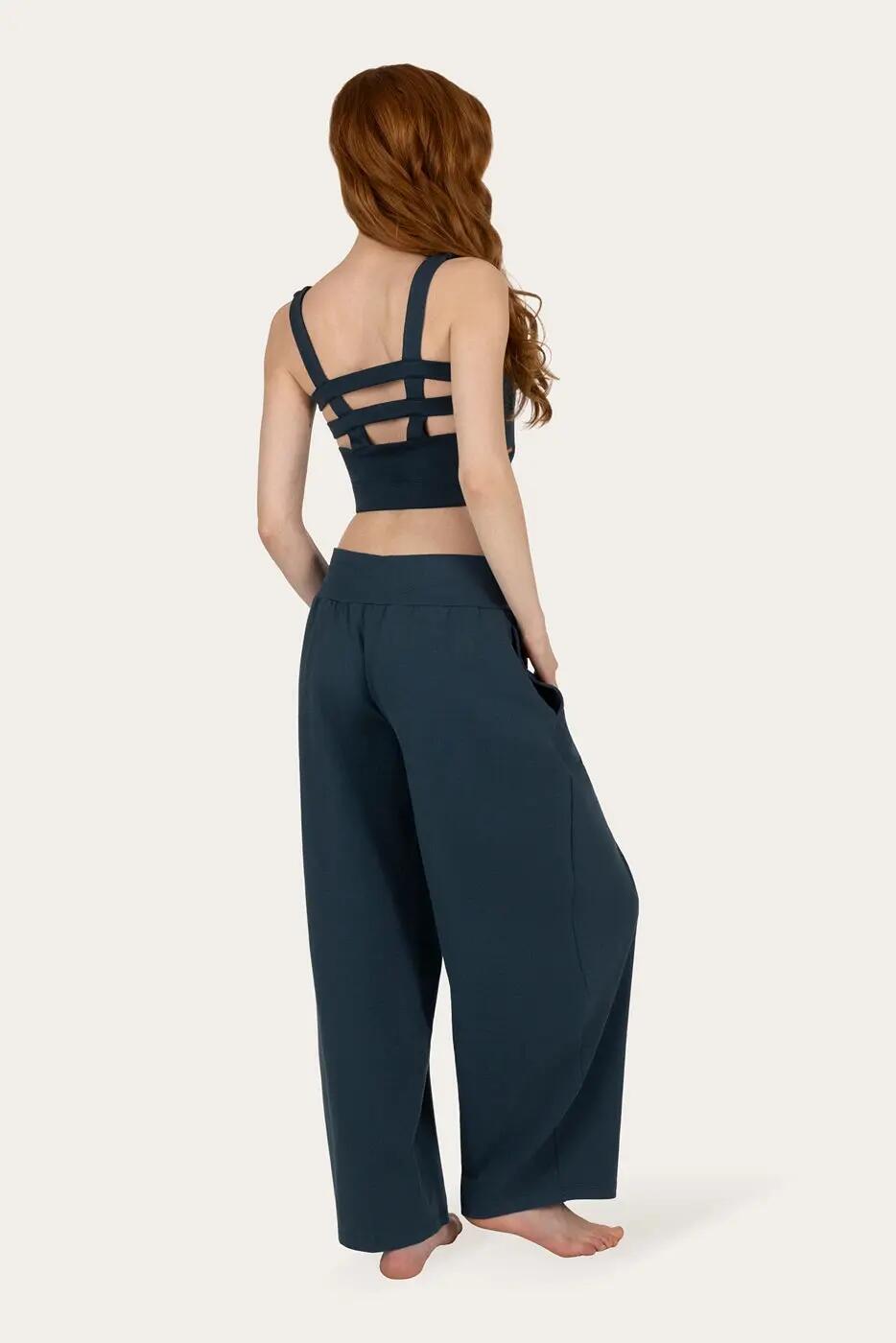 Pantalon de yoga & méditation Dhara – coupe barrel, Blue foncé 5/5