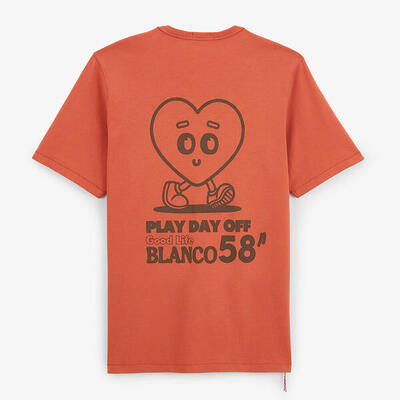 T-shirt met ronde hals van katoenen jersey met print op de rug in roestoranje