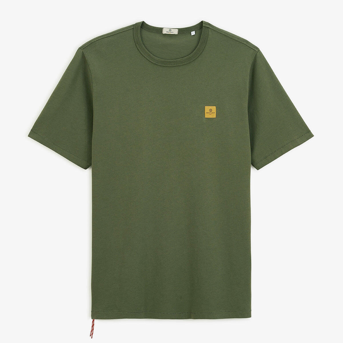 T-shirt girocollo verde militare in cotone con stampa polpo sul retro 3/7