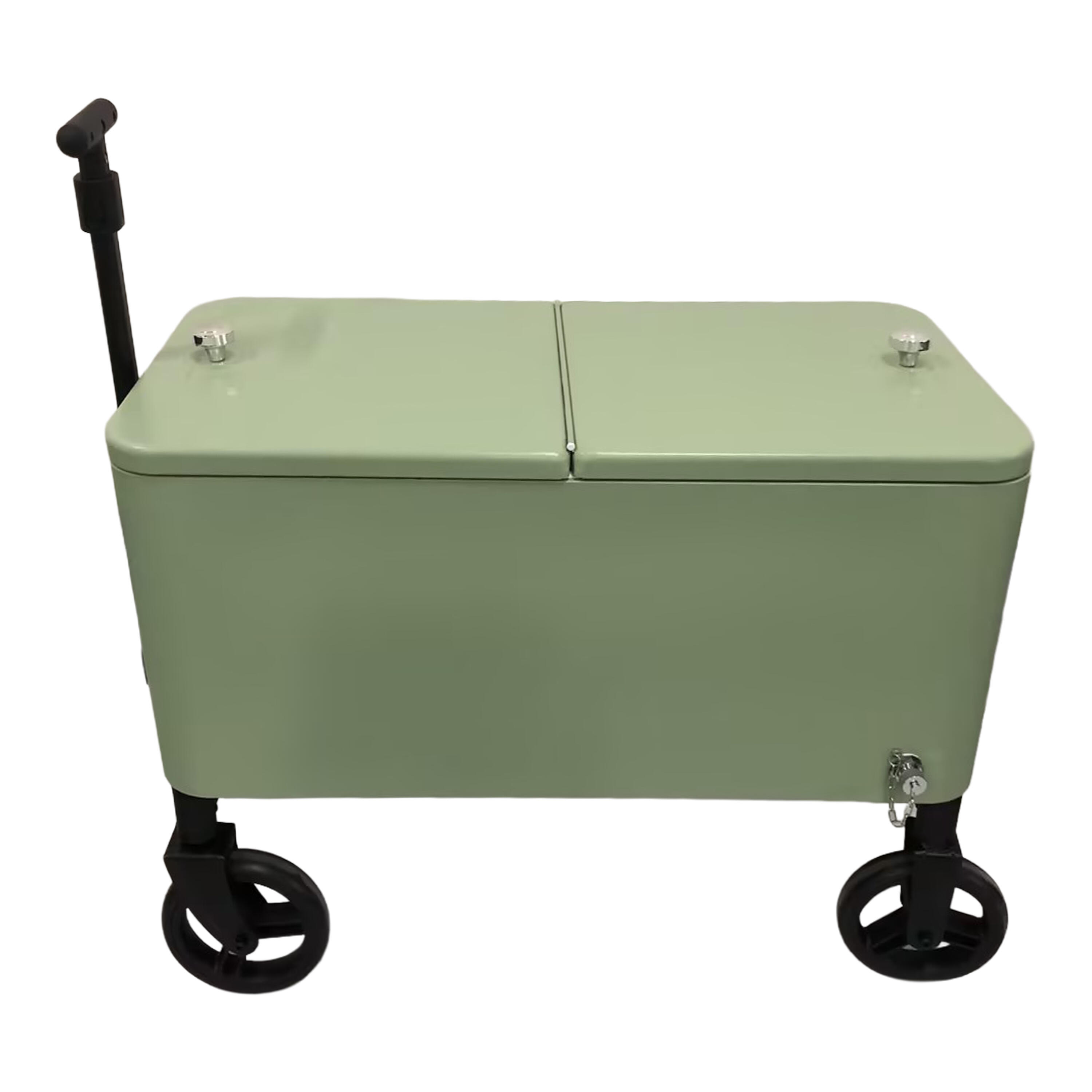 Retro Koelbox Groen, Bolderwagen Drankkoeler, 76 liter 4/7