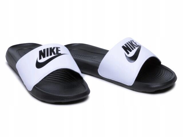 KLAPKI sportowe NIKE VICTORI ONE CN9675-005 basenowe biało-czarne lekkie 41 6/7