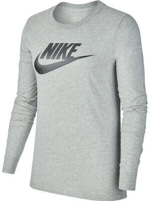 T-shirt donna Nike Essential Icon Futura manica lunga grigio XS