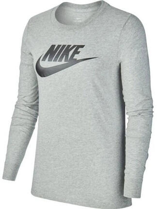 Camiseta Nike Essential Icon Futura mujer manga larga gris 100% algodón