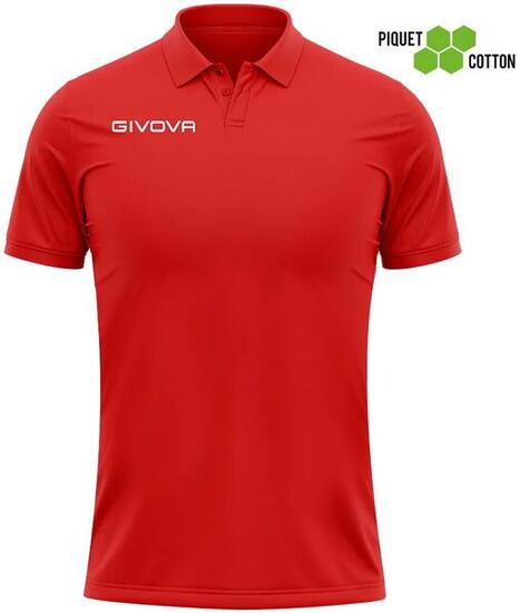 Polo Givova Cotone Piquet 100% Coton - Manches Courtes Rouge