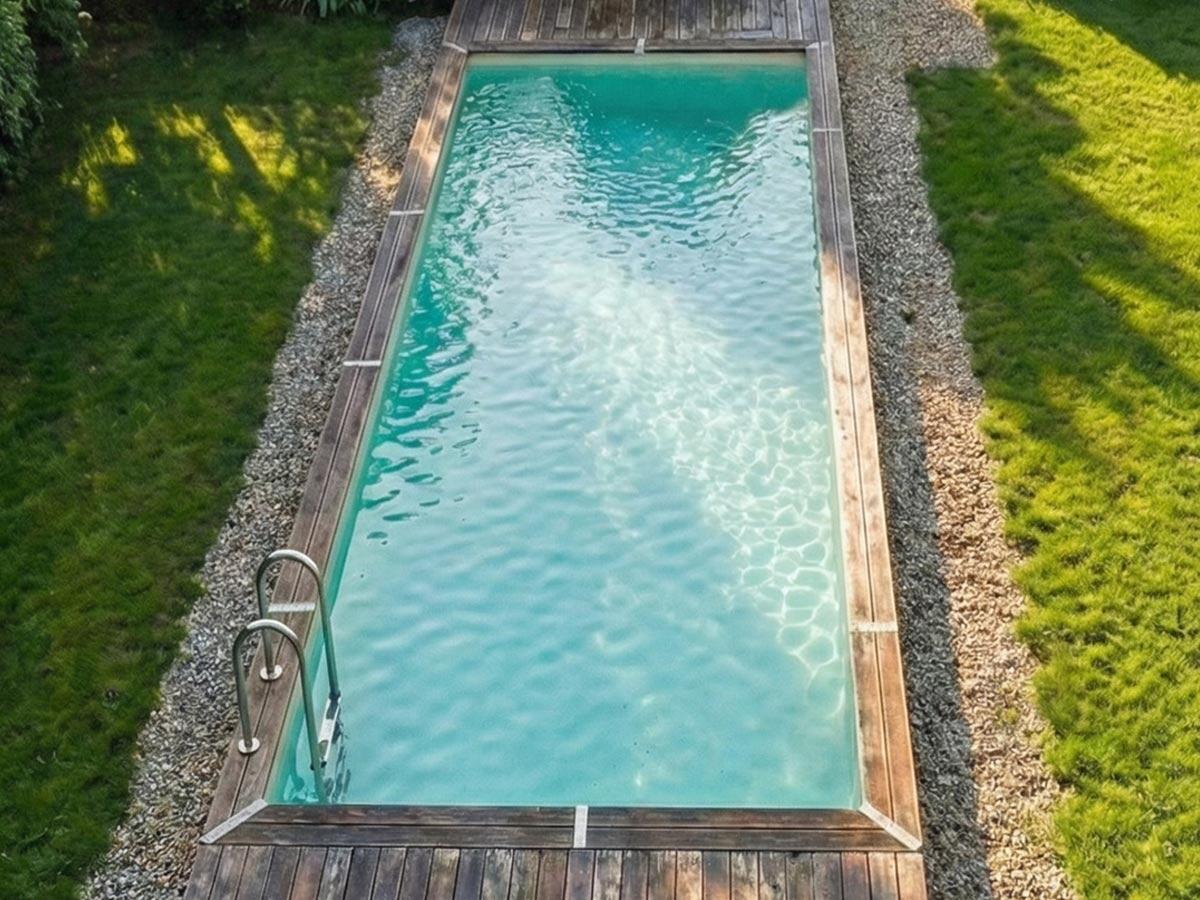Piscine bois Linéa 15,50 x 3,50 x 1,55 m - Liner beige 3/5