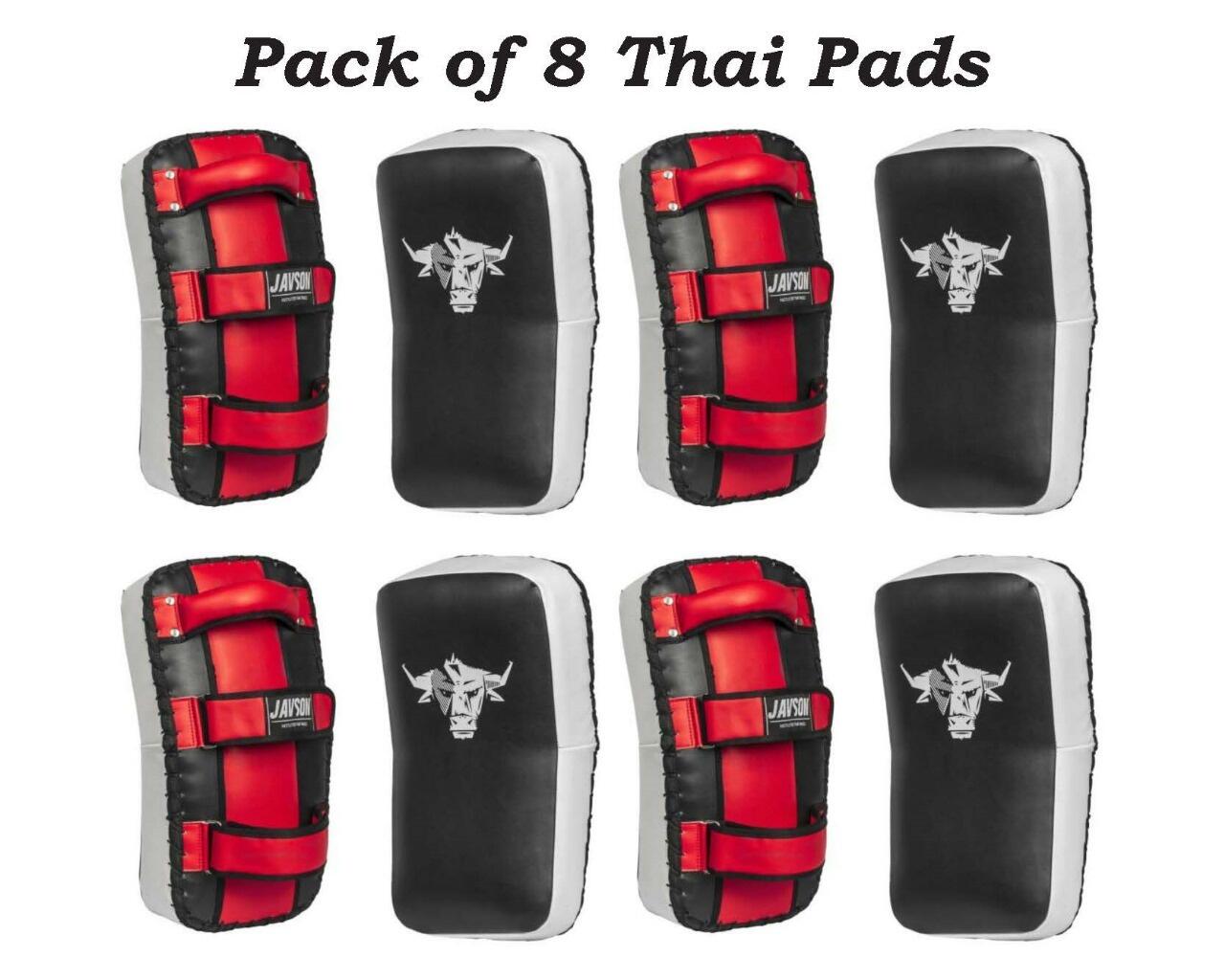 8 Thai Pads Javson Black (4 Pairs) - Curved Focus Pads for Muay Thai & MMA