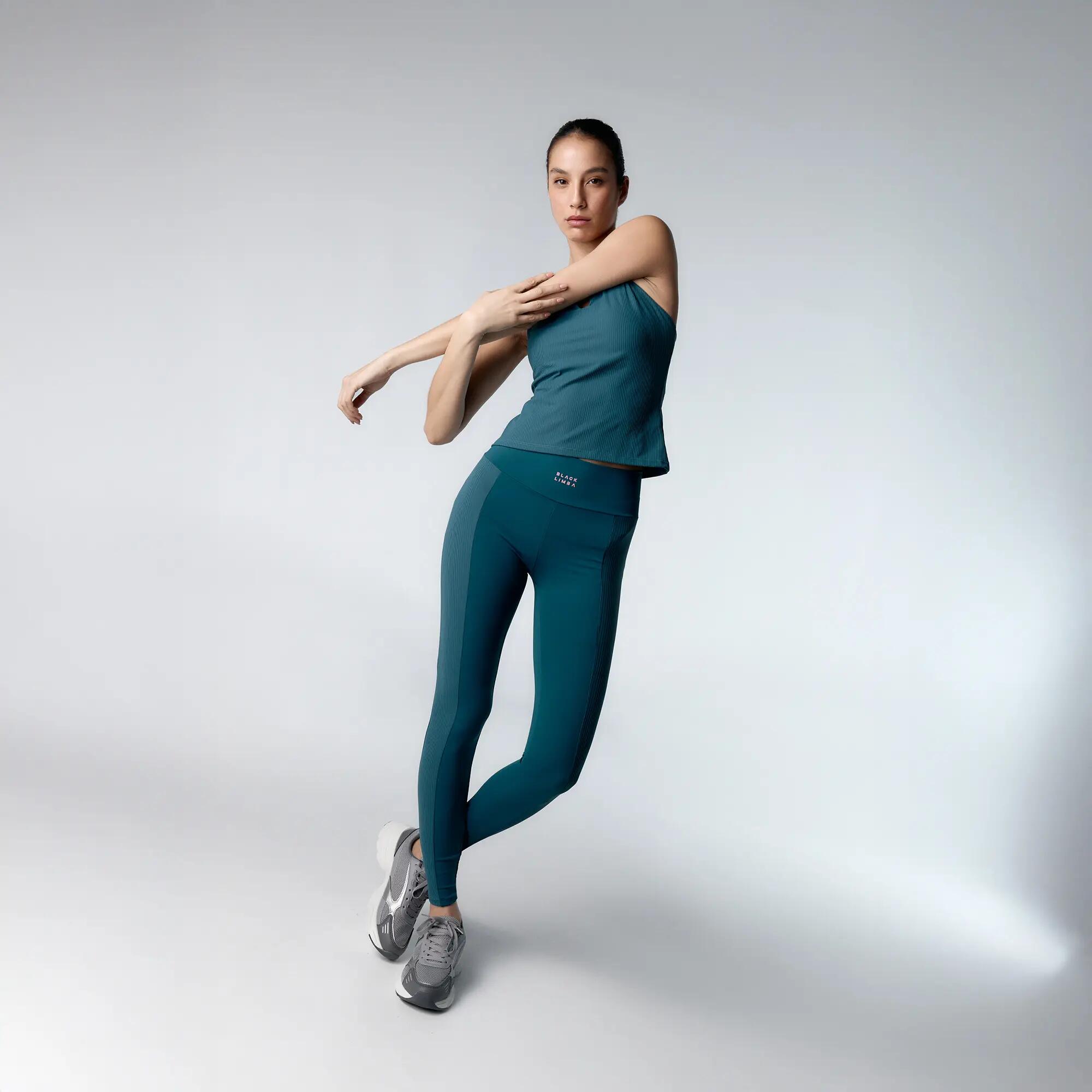 Sujetador Top deportivo Tempo Sujeción media de mujer Black Limba Teal 6/7