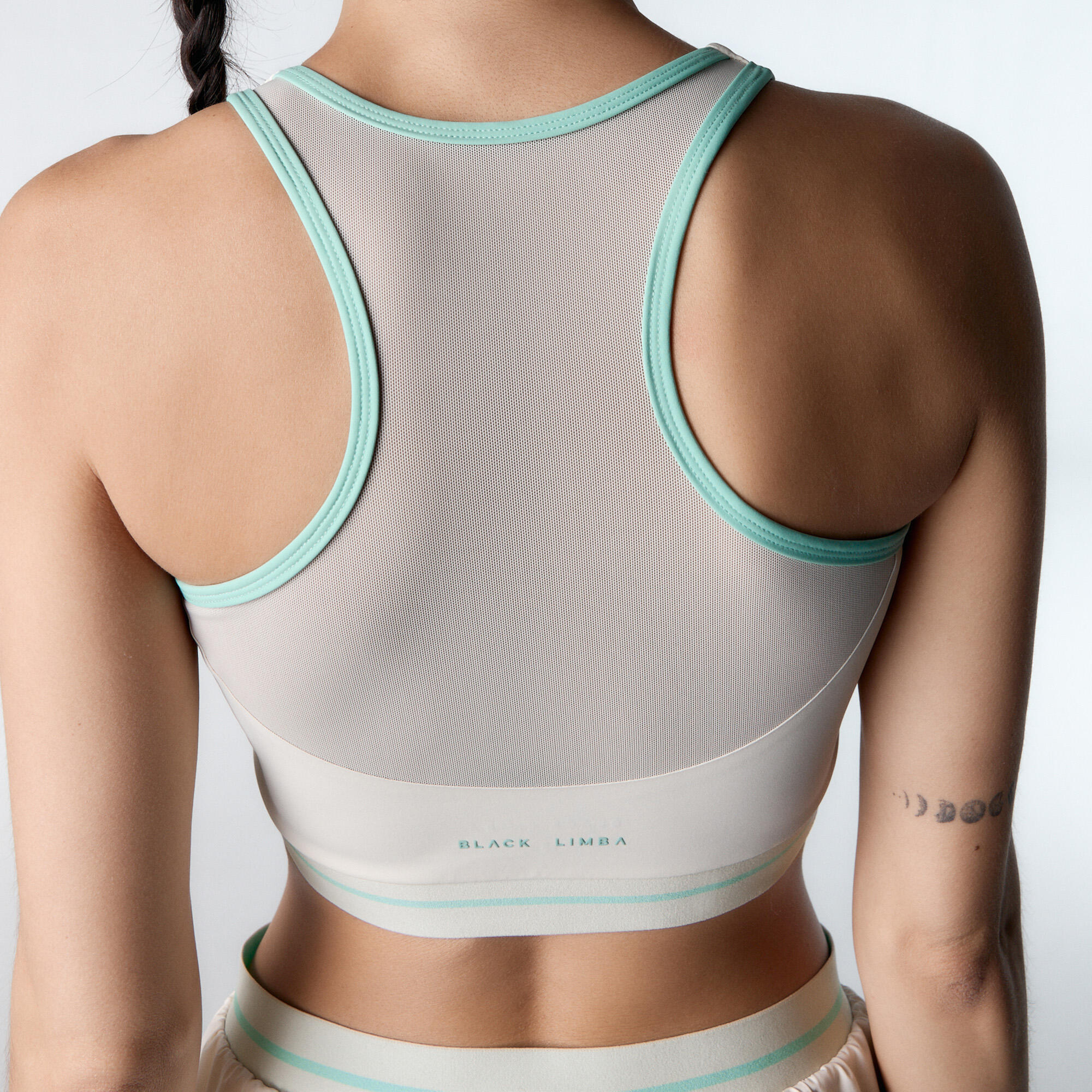 Sujetador Top deportivo Tokio Sujeción media de mujer Black Limba Cream 2/7