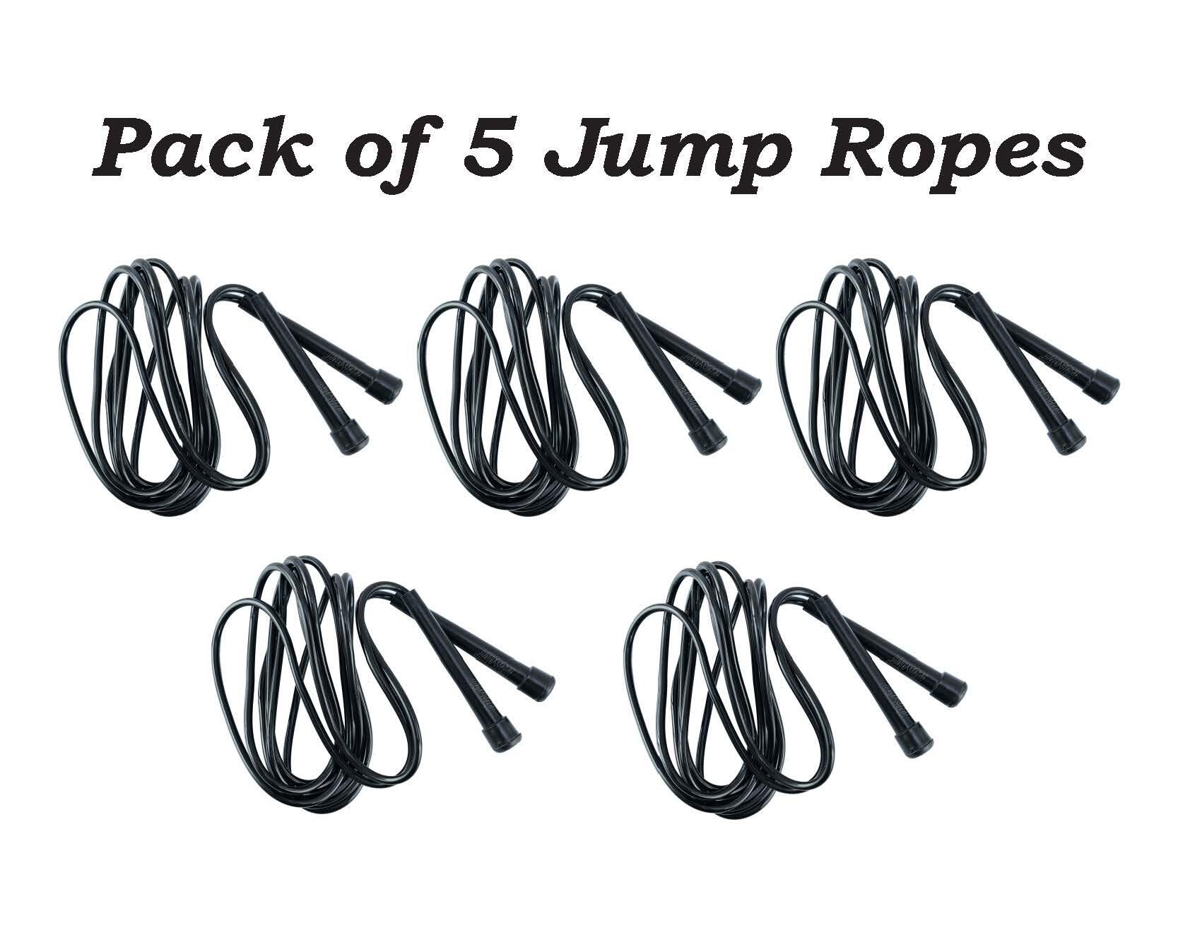 Skipping Rope Set of 5 Black - Adjustable Jump Ropes Boxing Cardio Fitness