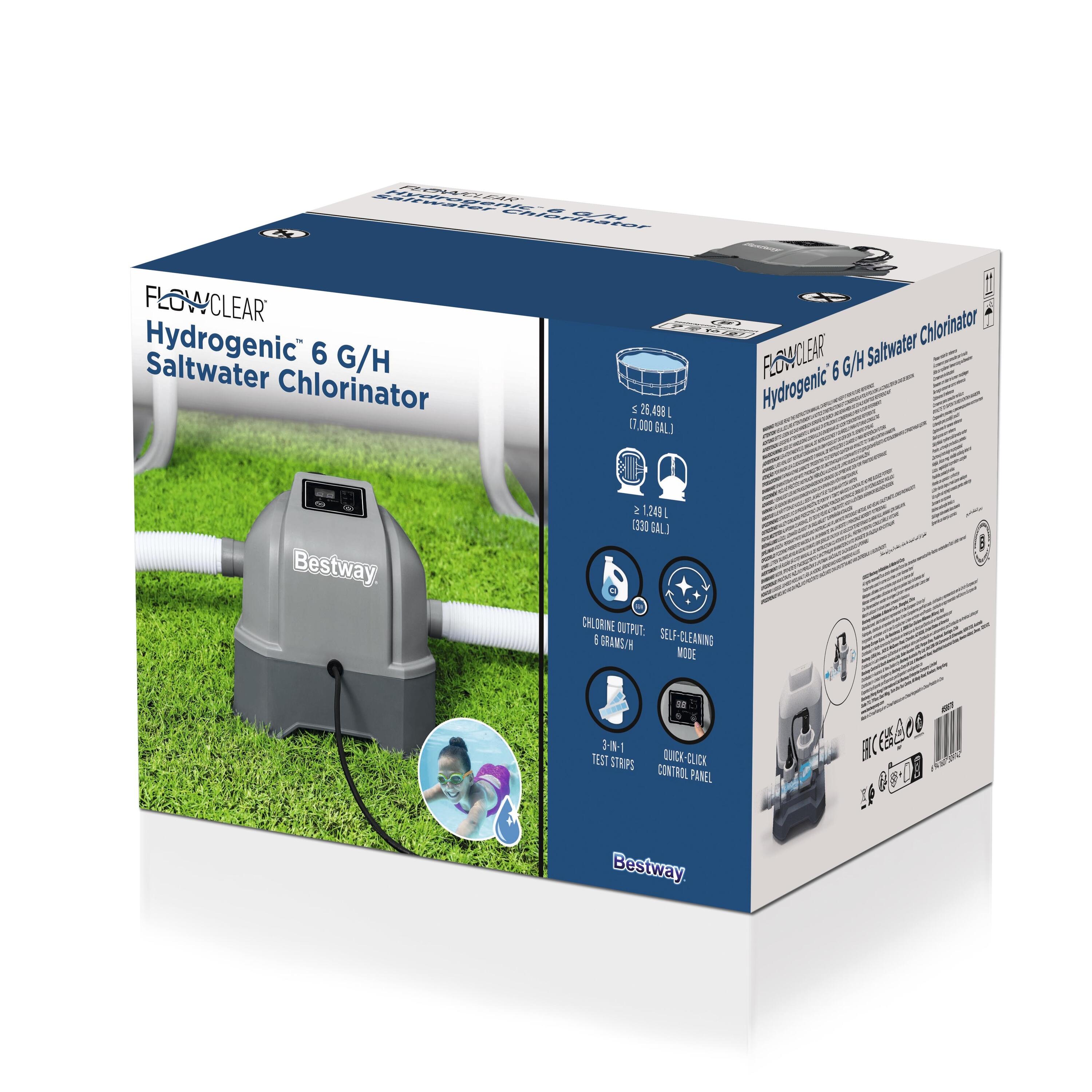 Chlorinateur piscine eau salée Hydrogenic Bestway 6 gh 7/7