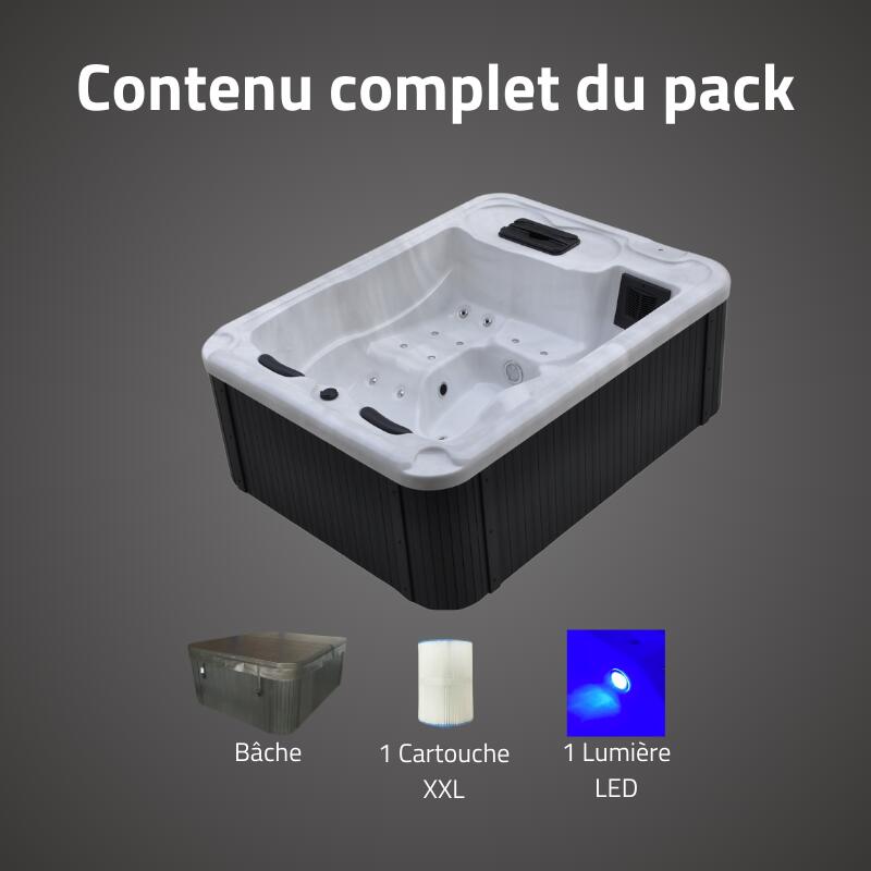Bestway Spa acrylique rectangulaire 3 personnes 10 jets eau 14 jets air 4/6