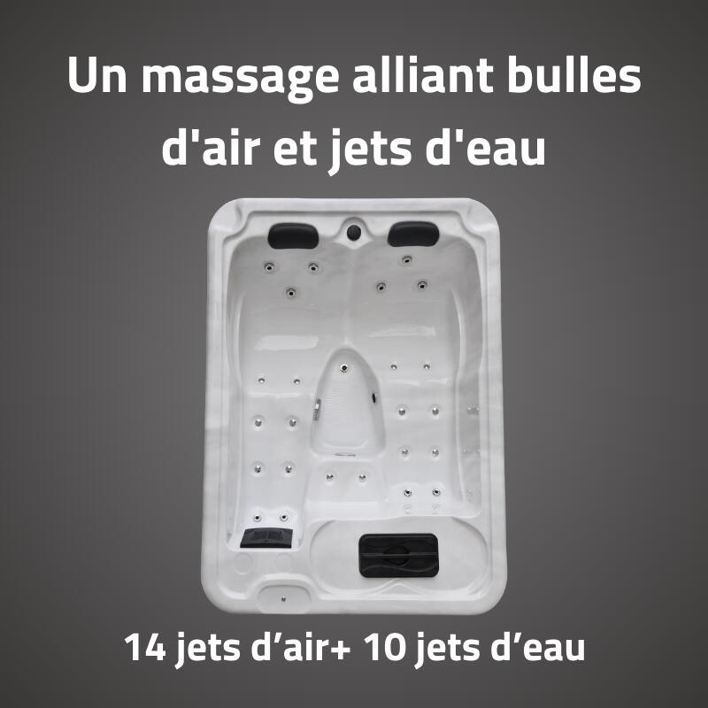Bestway Spa acrylique rectangulaire 3 personnes 10 jets eau 14 jets air 3/6