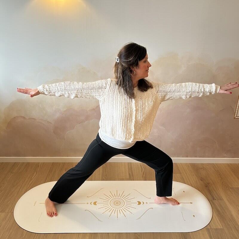 Tapis de yoga antidérapant Star Astra Blanc Or 2/3