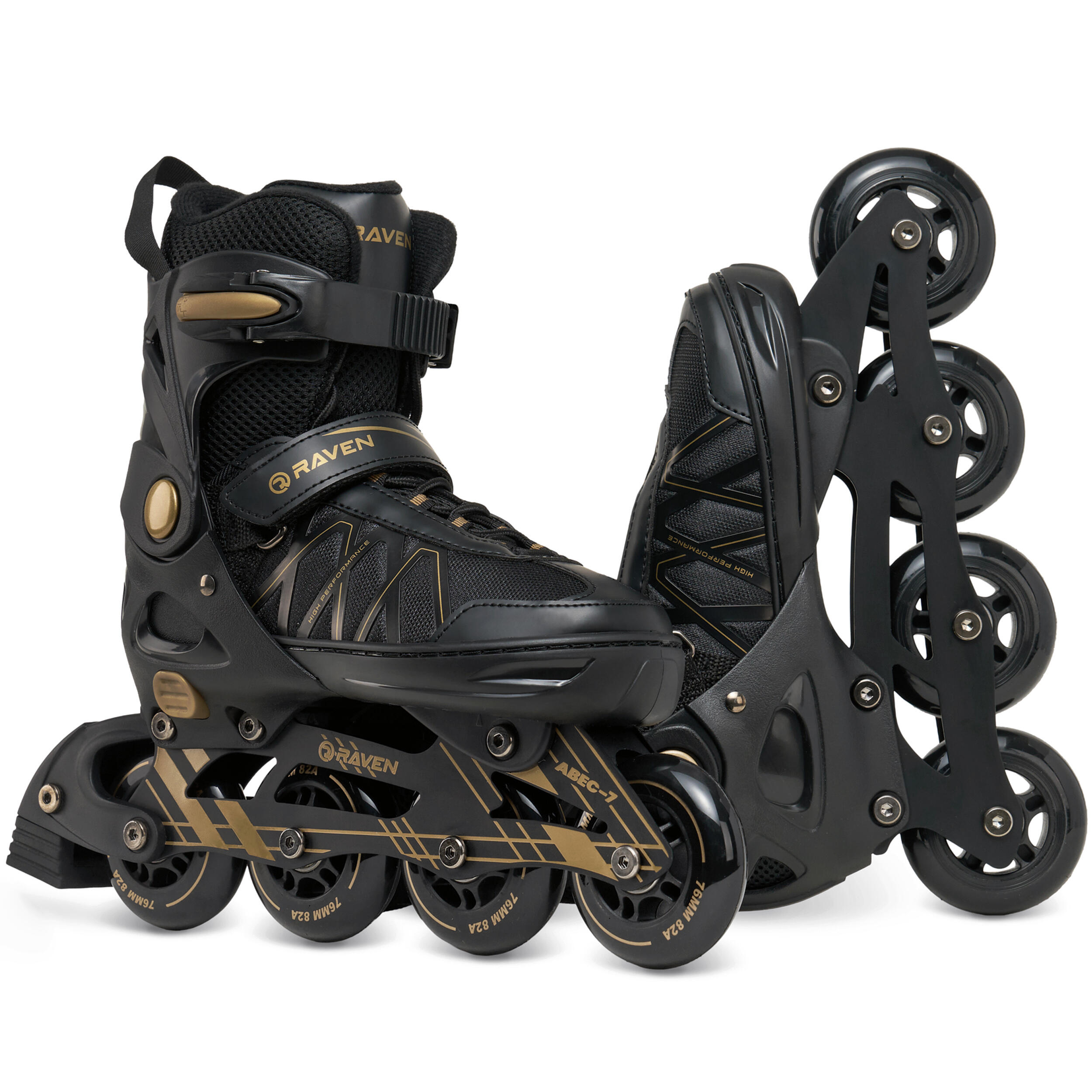 Rollschuhe Eishockeyschlittschuhe Verstellbare 2in1 Expert Schwarz/Gold 2/7