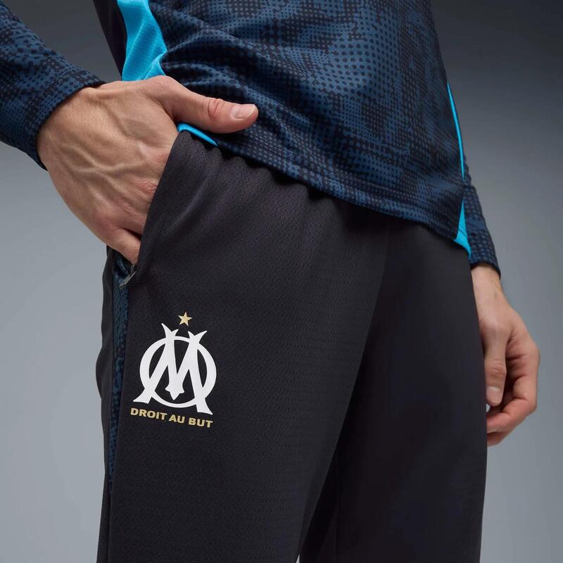 Pantalon bărbați slim logo club Olympique De Marseille, negru PUMA