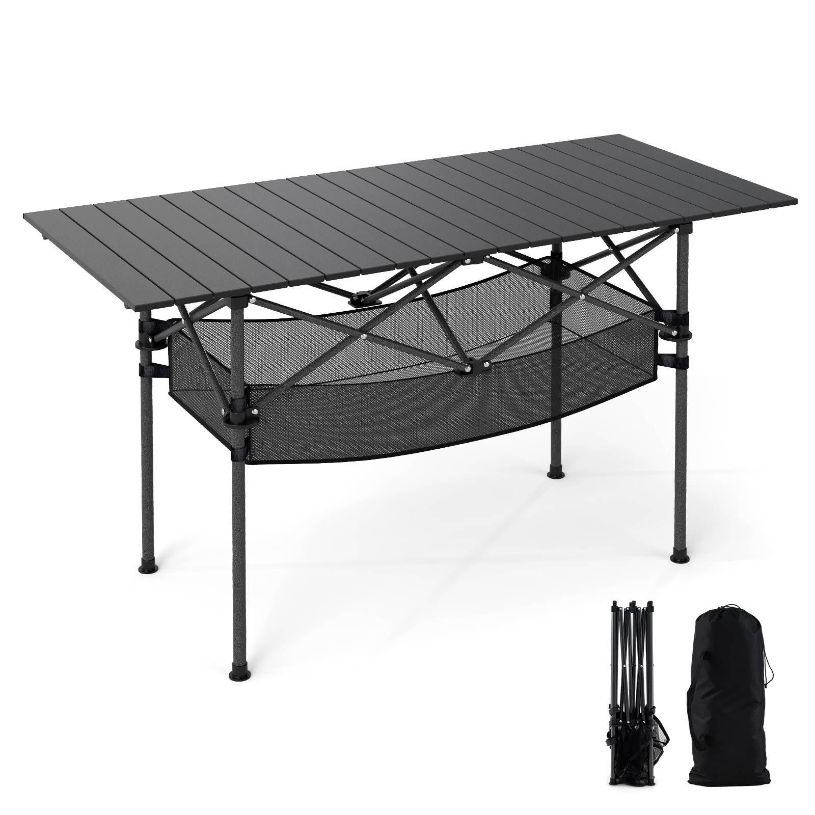 Costway Patio Aluminum Roll-up Picnic Table w/Portable Carry Bag