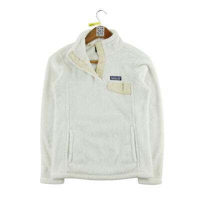 Giacca in pile con bottoni a pressione bianca per donna