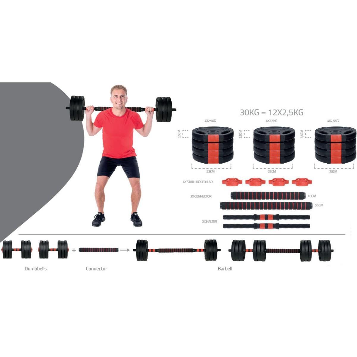 Nakládací činka spojovací P2I HYBRID - sada 2x15 kg / 1x30 kg 3/7