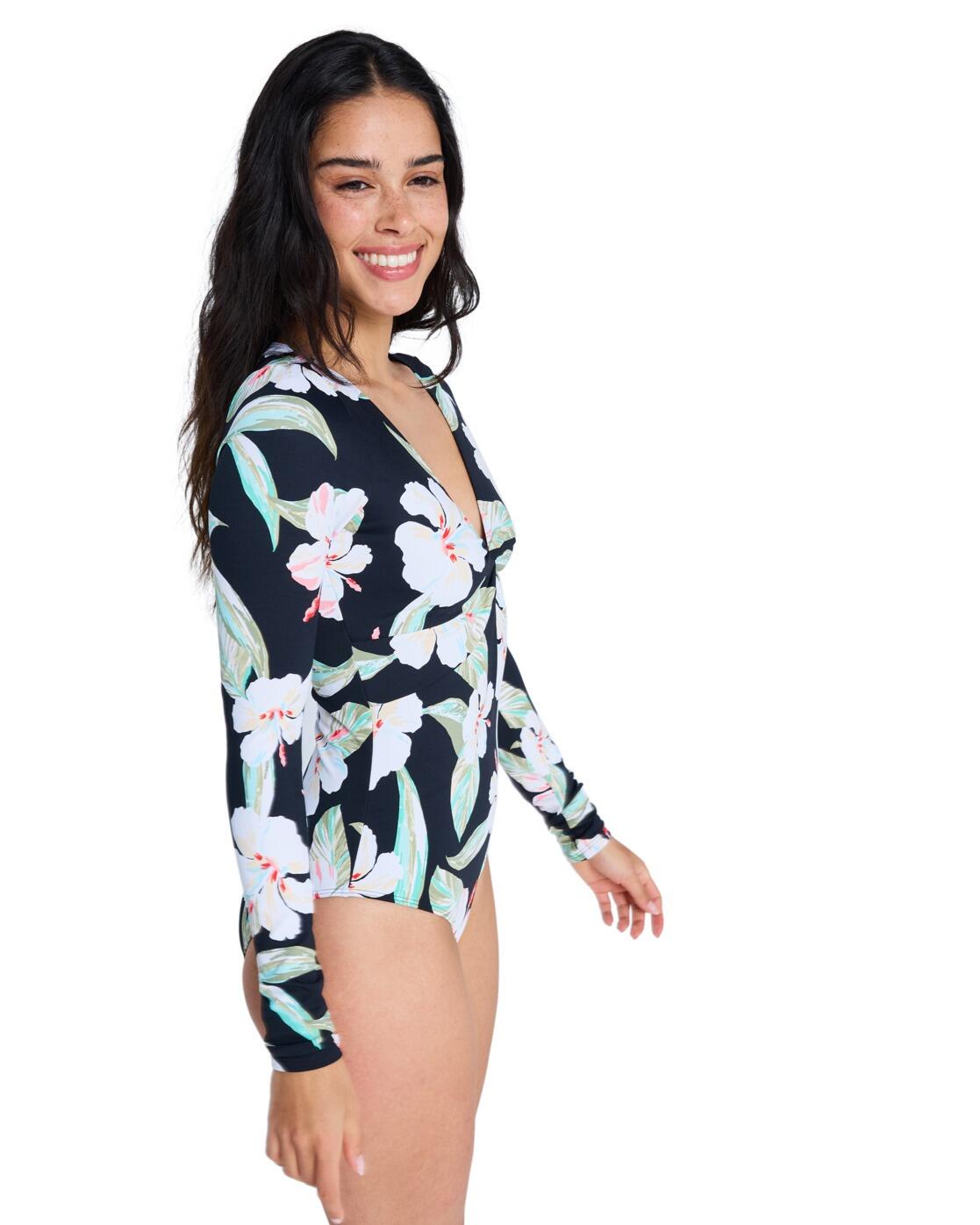 Bañador entero de manga larga BEACH CLASSIC Negro Mujer 3/4