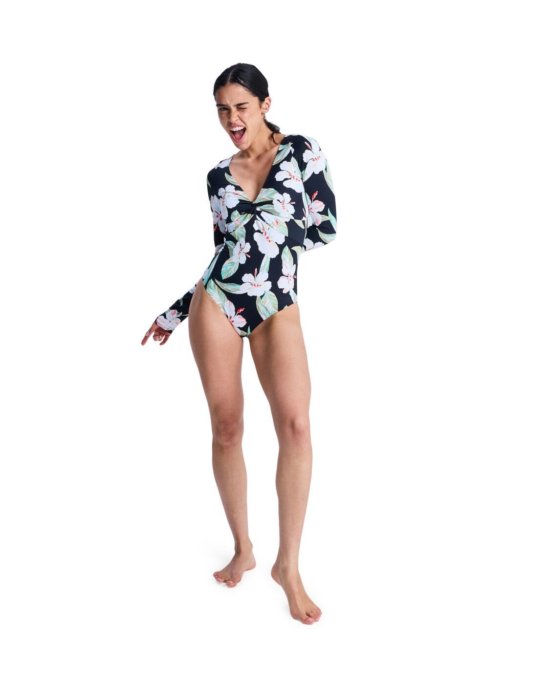 Bañador entero de manga larga BEACH CLASSIC Negro Mujer 4/4
