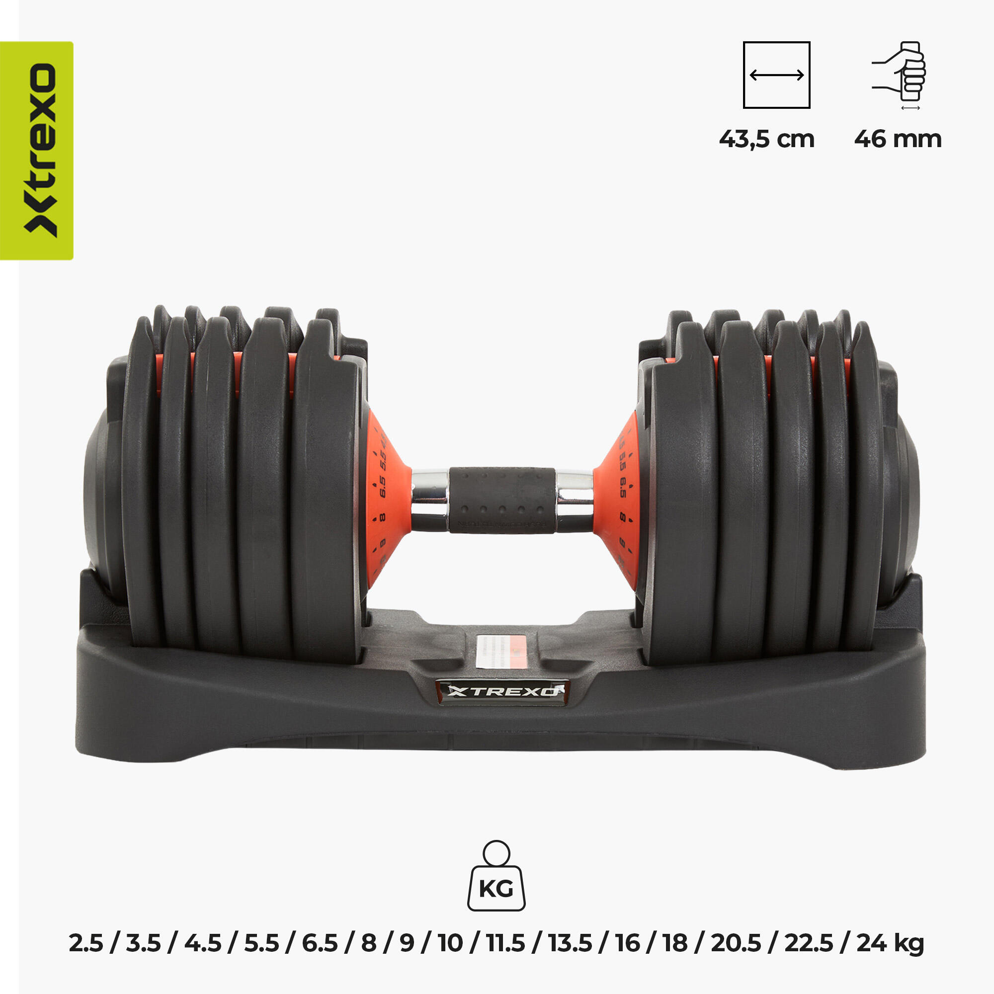Haltère réglable XTREXO 24kg EVO 3/7