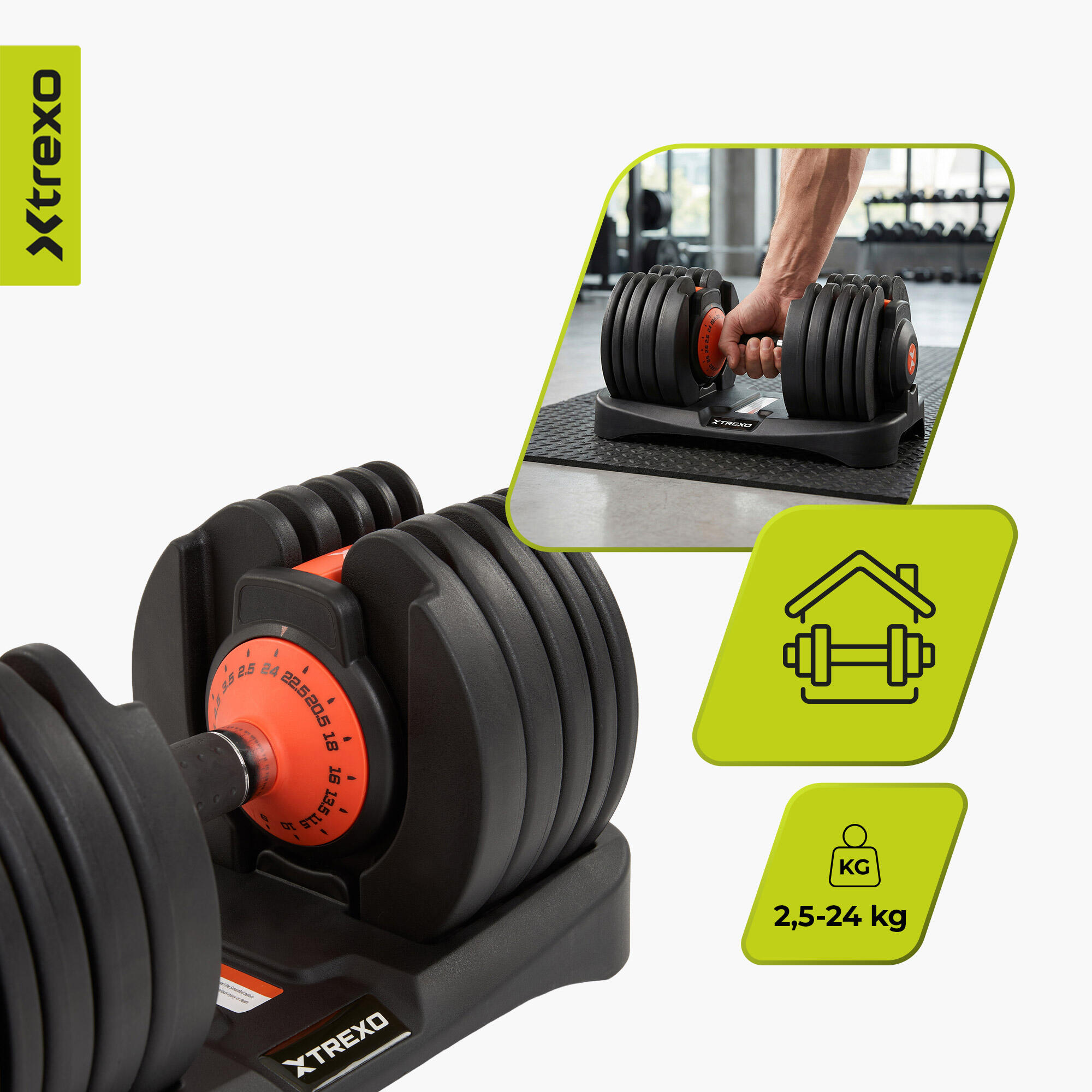 Haltère réglable XTREXO 24kg EVO 4/7