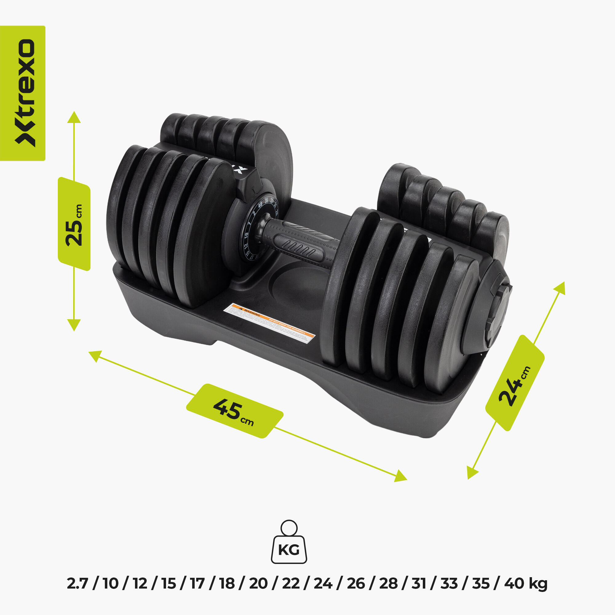 Hantel regulowany XTREXO 40kg czarny TXO-B4W001 3/7