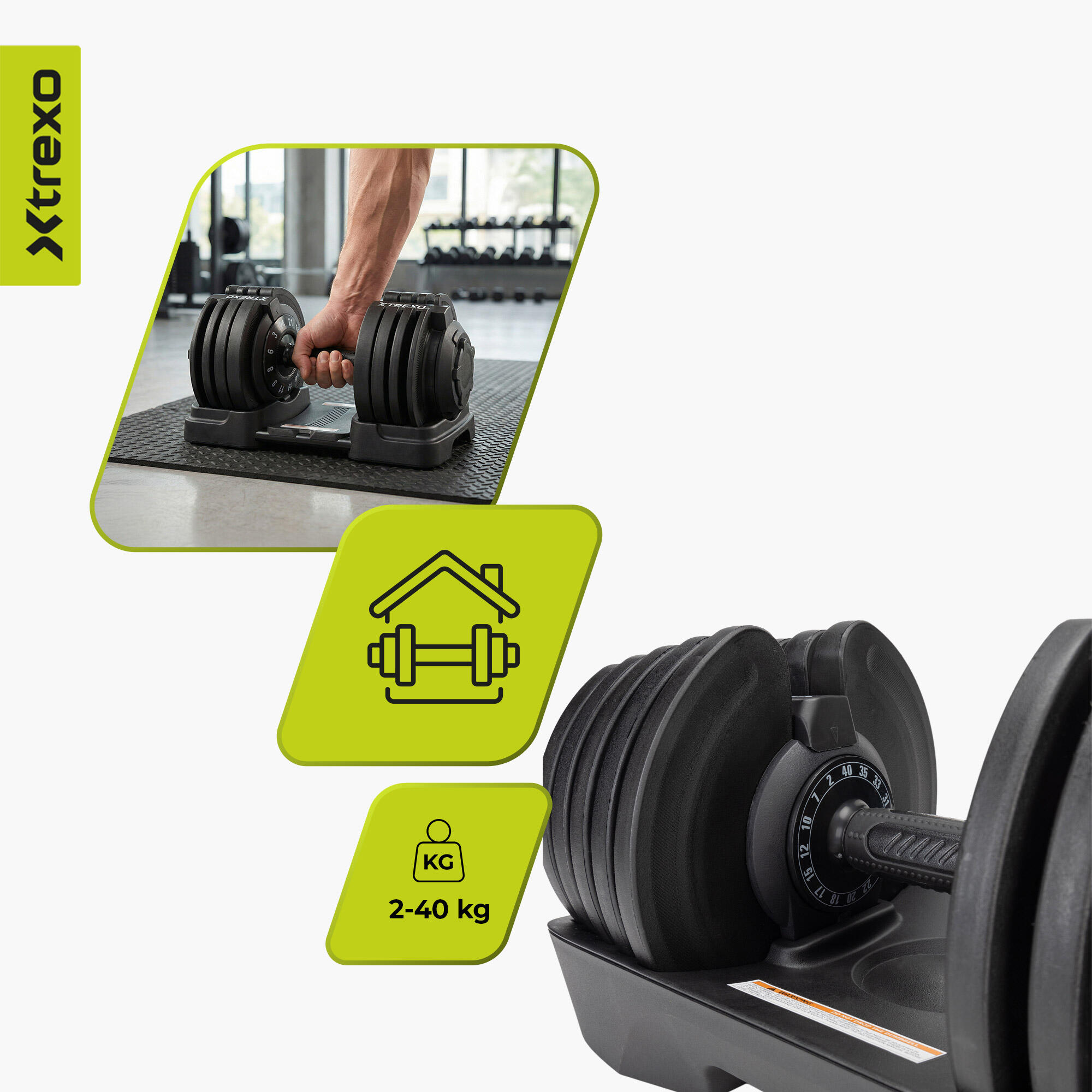 Hantel regulowany XTREXO 40kg czarny TXO-B4W001 4/7
