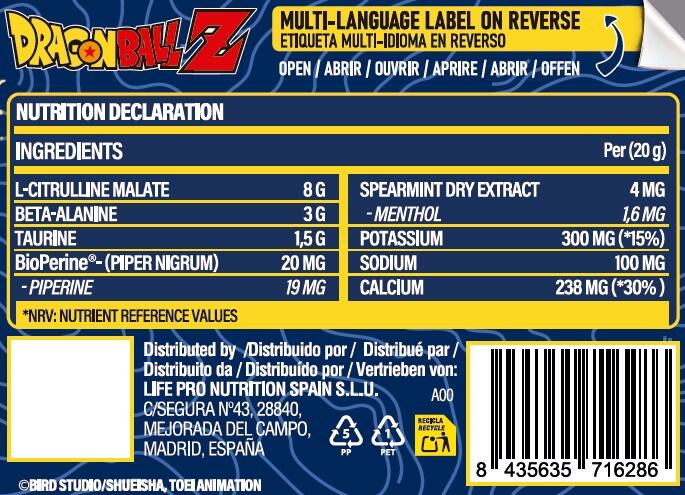 LIFE PRO ELEKTRO KI DRAGON BALL Z LIMITED EDITION CAFFEINE FREE 400G 3/5