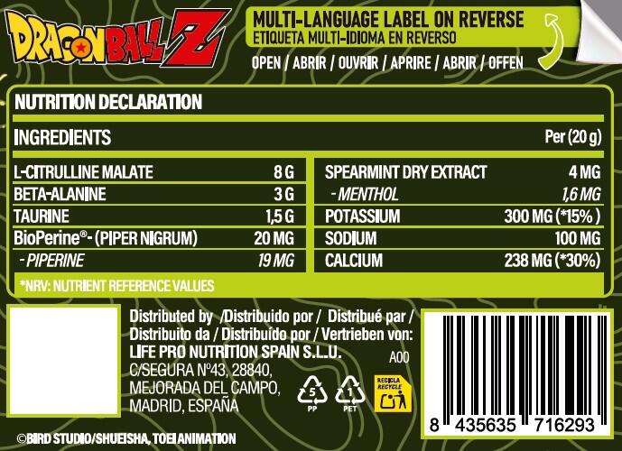 LIFE PRO ELEKTRO KI DRAGON BALL Z LIMITED EDITION CAFFEINE FREE 400G 3/5