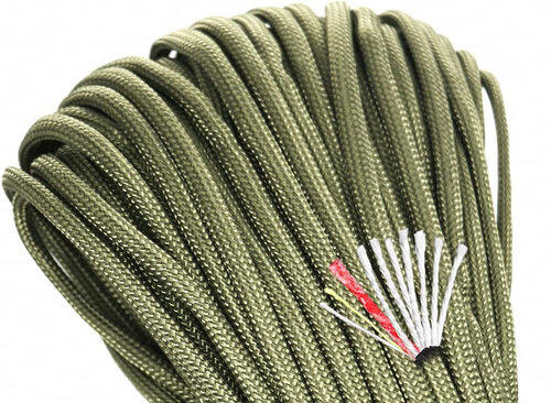 Paracord 4en1 Origin Outdoors 30m Verde: Hilo de Fuego, Pesca y Supervivencia 3/4