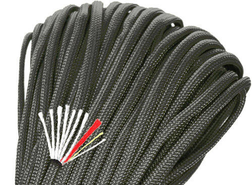 Paracord 4en1 Origin Outdoors 30m Negro: Hilo de Fuego, Pesca y Supervivencia 3/4