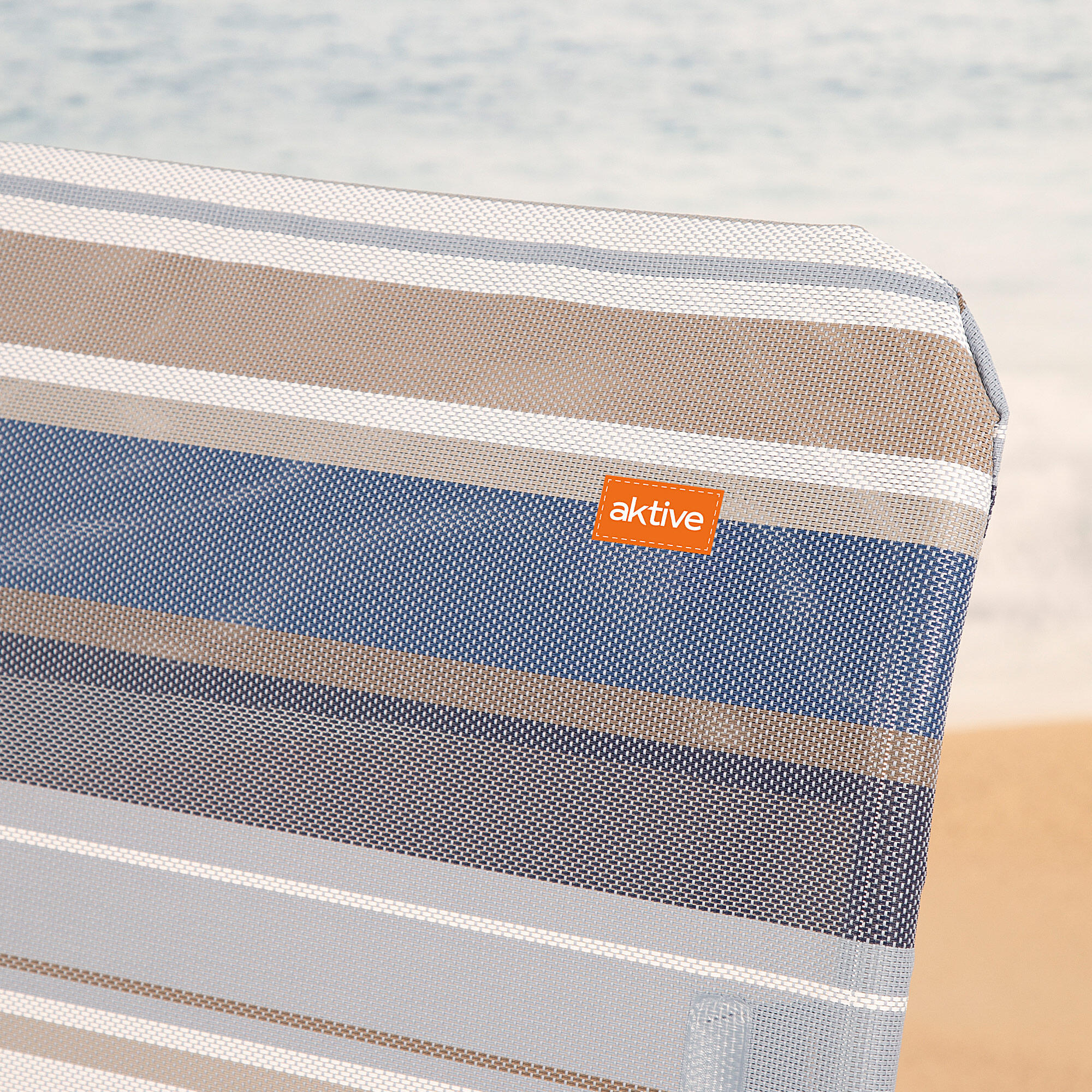 Silla playa plegable alta 5 posiciones a rayas azules y grises Aktive 5/5