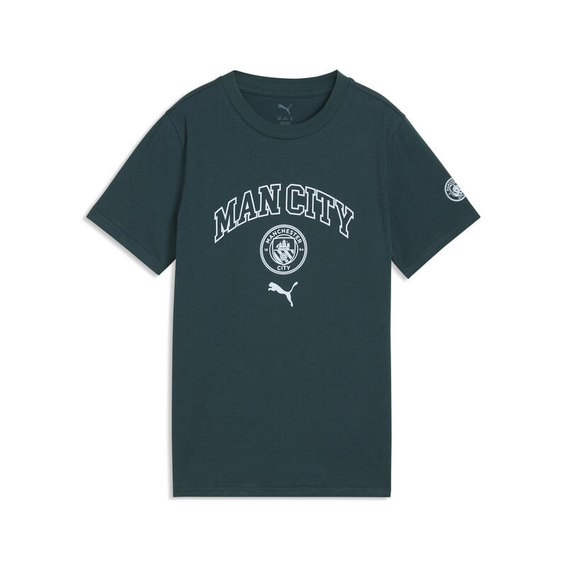 Tricou copii logo Manchester City Ftblculture, verde închis PUMA