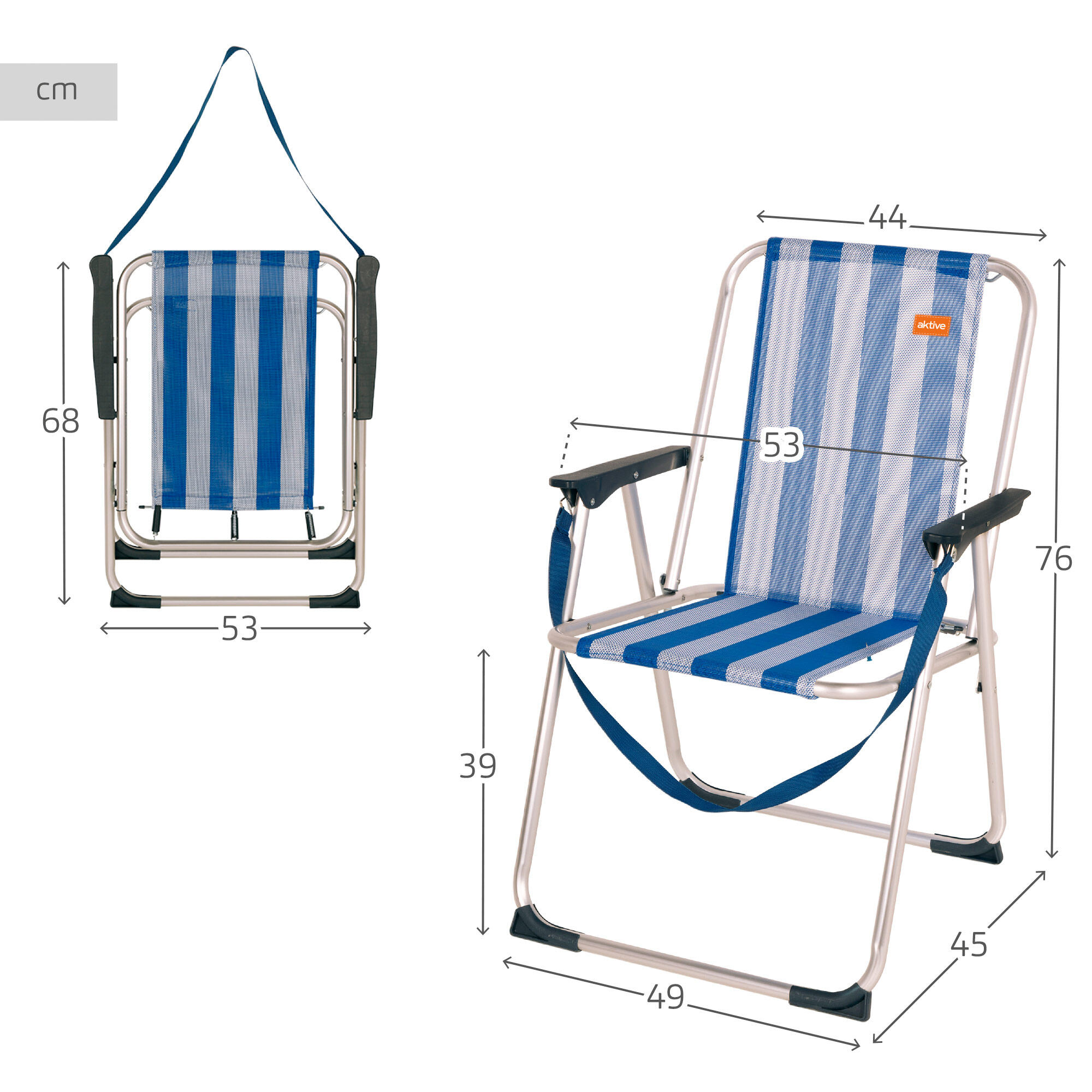 Sedia pieghevole fissa 44x45x76 cm in alluminio sailor Aktive 4/7