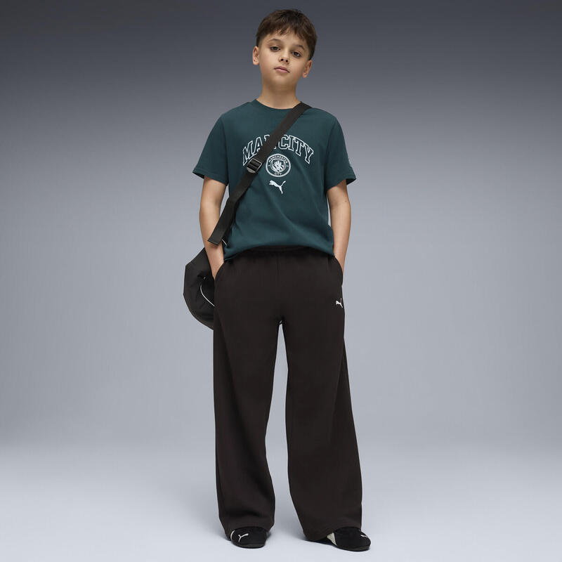 Tricou copii logo Manchester City Ftblculture, verde închis PUMA