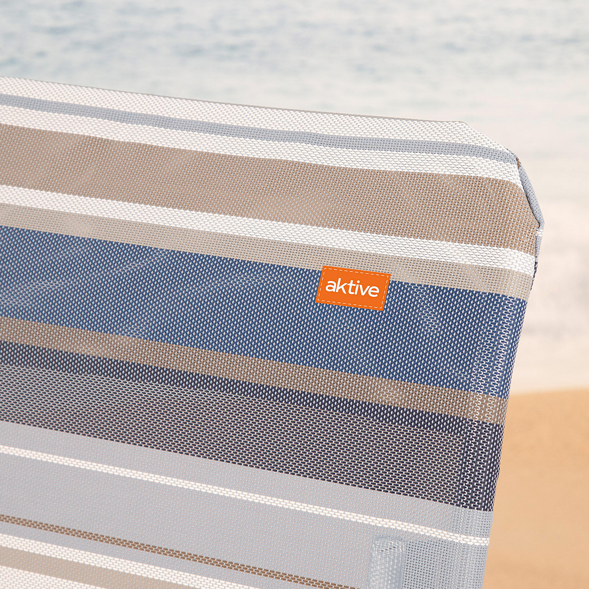 Silla playa plegable baja 5 posiciones a rayas azules y grises Aktive 7/7