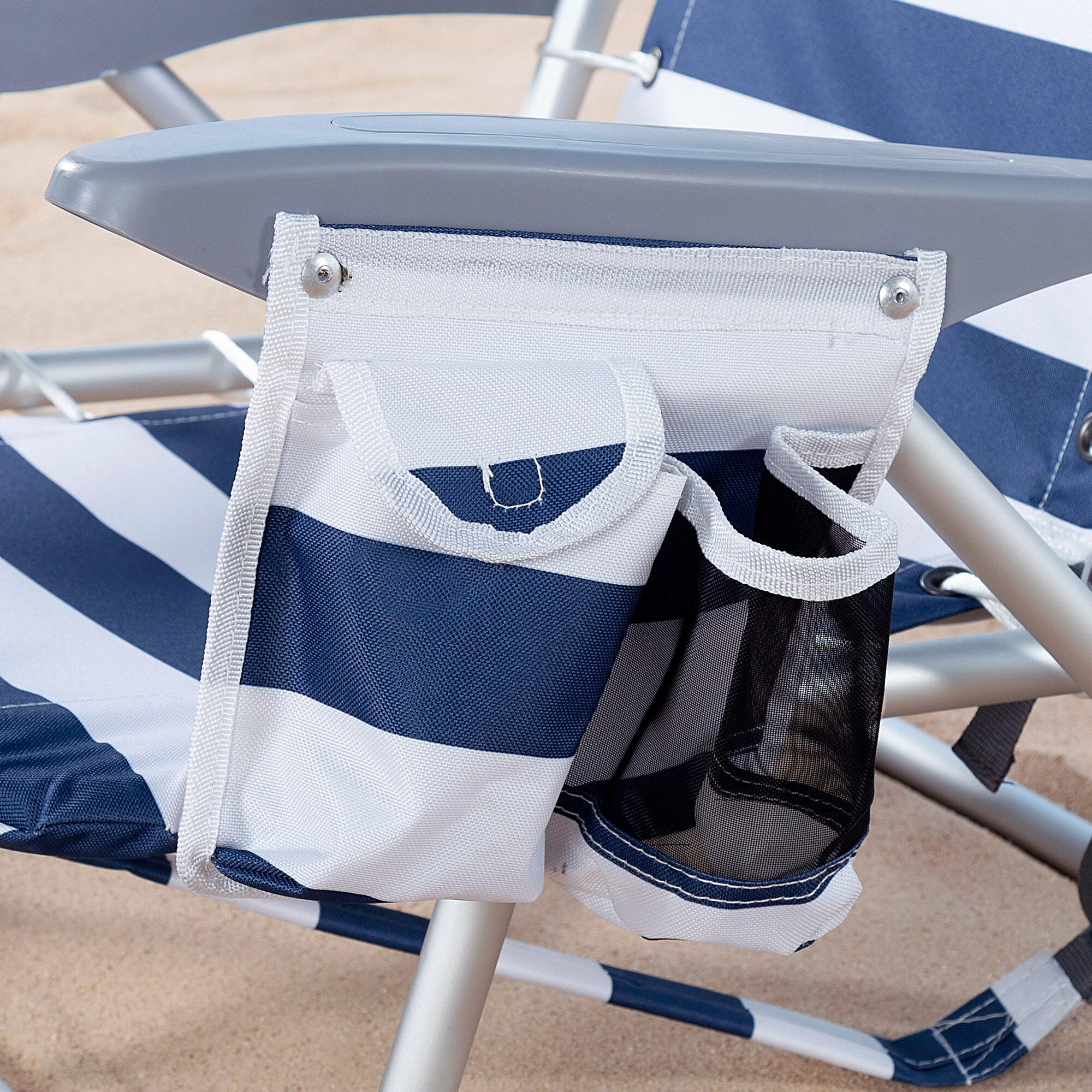 Mochila para cadeira de praia dobrável baixa 4 posições listras Aktive 2/6