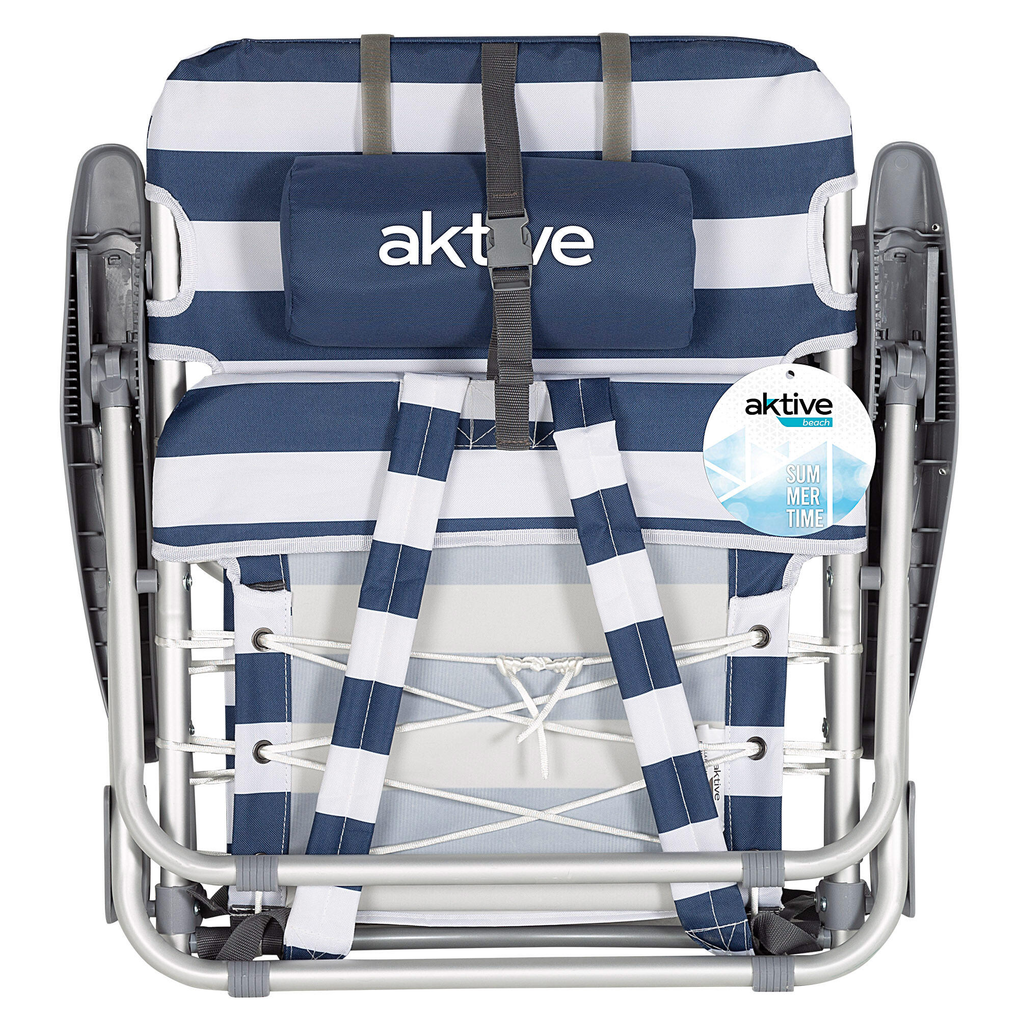 Mochila para cadeira de praia dobrável baixa 4 posições listras Aktive 6/6